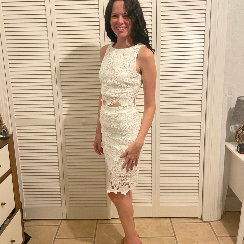 Lulu’s Look at Me Wow - White 2-Piece Crochet Set